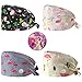 VIAOLI 4 Pieces Breathable Medical Working Caps with Buttons & Sweatband Elastic Dental Scrub Cap with Tieback for Women Men (12028-12034-12036-12245)