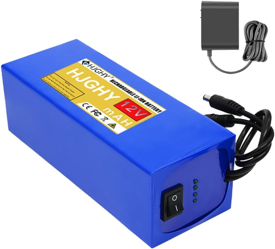 12V 2500mAh 5000mAh 10800mAh 14400mAh 25200mAh 31000mAh 36000mAh DC Lithium Li-ion Battery Pack with Charger for Xenon Lamp Amplifier Sprayer,12v,9300mAh