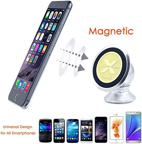 FunLavie Car Phone Holder Magnetic Phone Holder for car/iPhone/Samsung - Silver Mobile Phone Holder