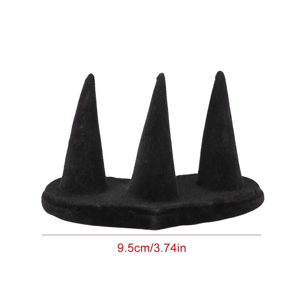 LJJCSFF Black Velvet 3-Ring Finger Display Stand – Jewelry Organizer Holder For Rings, Showcase Tray