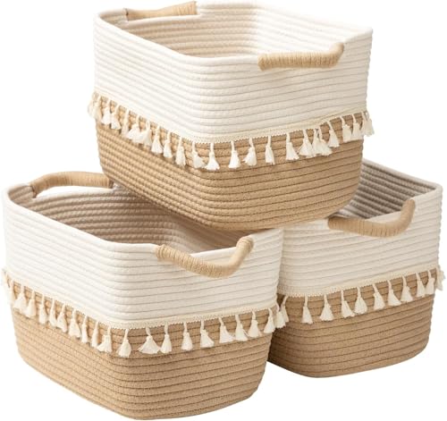 TeoKJ Gewebter Aufbewahrungskorb, 3er-Set, Baumwollseilkorb zur...