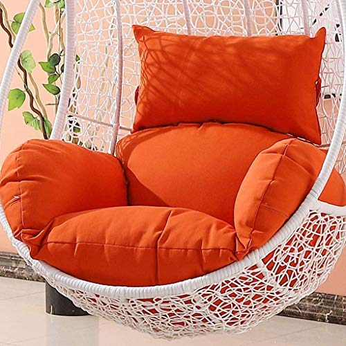 Columpio colgante de mimbre para patio al aire libre con cojín impermeable, color naranja, resistente a la intemperie y elegante asiento oscilante para jardín o piscina