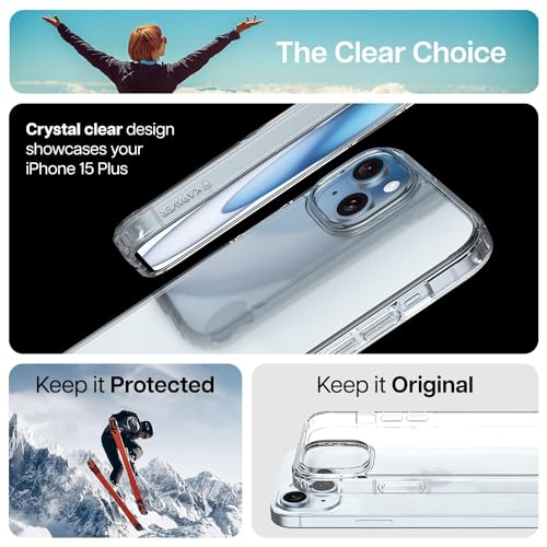 Image of KAPAVER Back Cover Case Compatible with iPhone 15 Plus (TPU+PC) (2 Clear TG + 1 Impulse Clear)