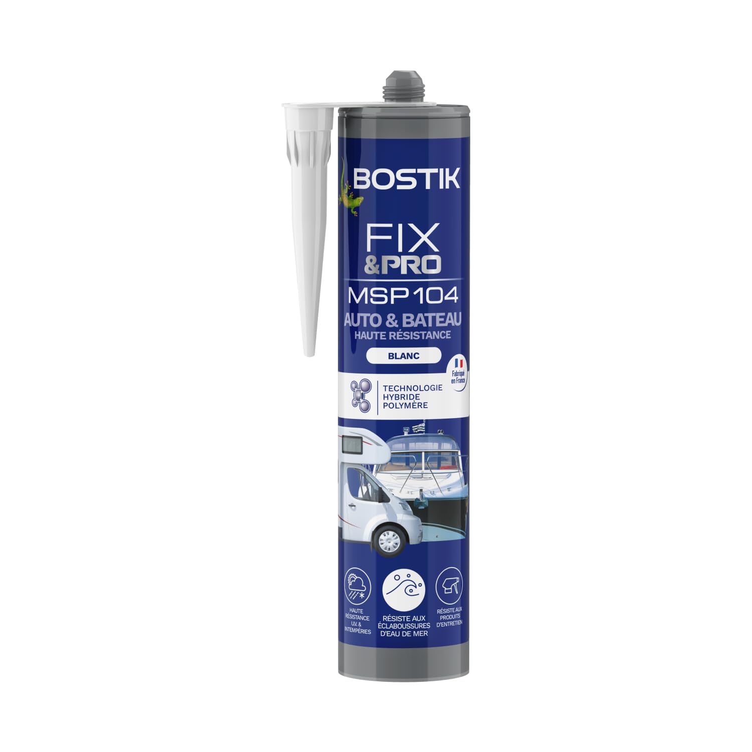 Bostik FIXPRO MSP 104 Dichtstoff für Auto und Boot, Klebstoff und Dichtung, alle Materialien, wetterfest, seewasserbeständig, Hybrid-Polymer-Dichtstoff, Farbe: Weiß, 1 Kartusche 290 ml