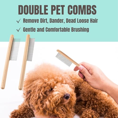 Dog-Cat-Brush-for-Shedding-Dematting-3-Pack-Pet-Grooming-Kit-of-Double-Sided-Undercoat-rake-and-Pet-Combs-Deshedding-Brush-Premium-Wood-Handle Dog Cat Brush for Shedding Dematting 3 Pack Pet Grooming Kit of Double Sided Undercoat rake and Pet Combs Deshedding Brush Premium Wood Handle