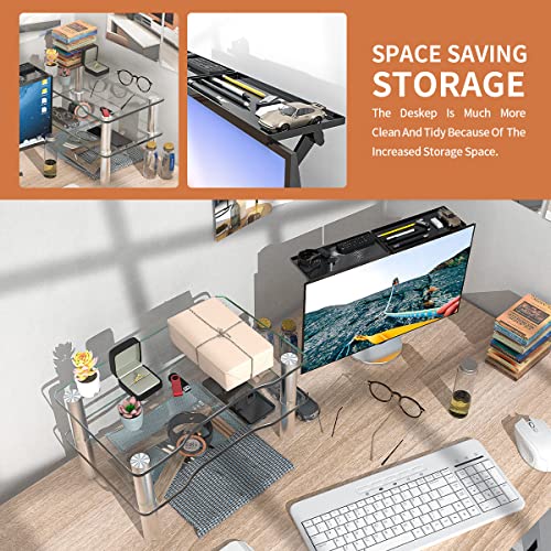 Computer Monitor Riser With Height Adjustable Multi Media Desktop Stand&Top Shelf Tv Mounting Bracket 12 Inch Flat Panel Mount #TOP4