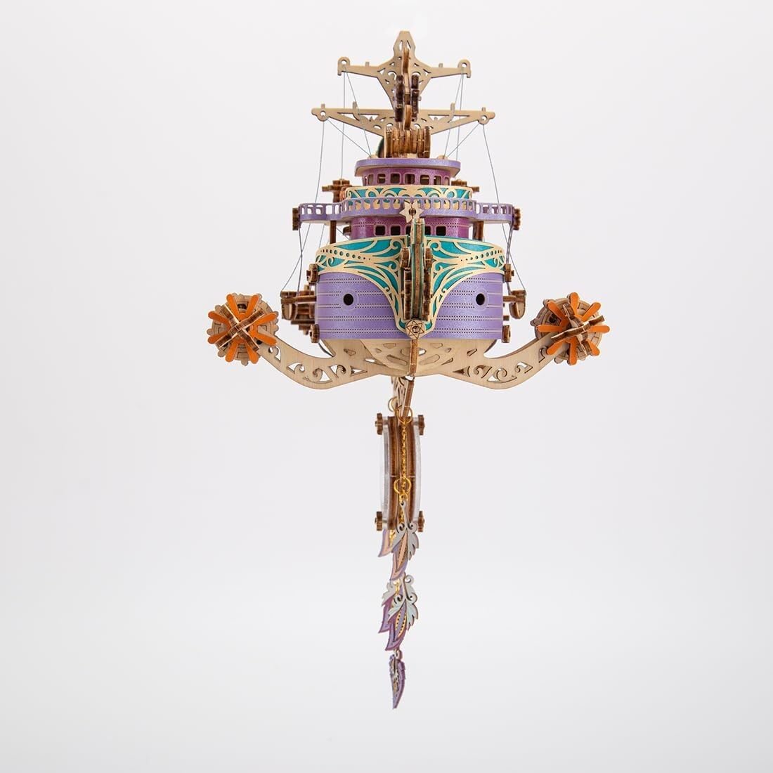 Maqueta 3D de Madera para Armar Dirigible Steampunk Rompecabezas Manualidad Creativa Nave Voladora con Atrapasueños Decoración Hogar Regalo Mujeres Hombres(Purple)