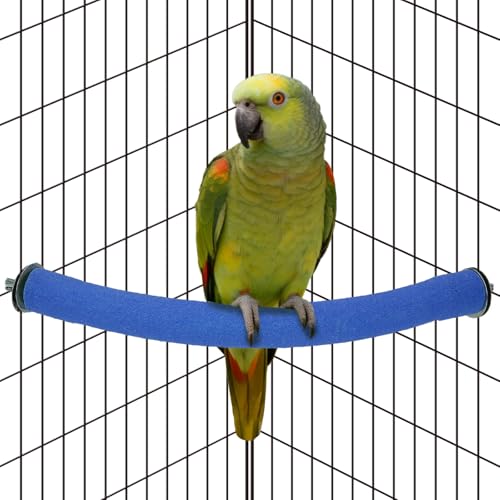Image of Rypet Parrot Perch Stand Toy Used for Cage Corner for Paw Grinding Clean Stick Exercise, Rough-Surfaced Quartz Bird Perch Standing Cage Accessorie for for Small Parakeets Cockatiel Conures (Blue L)