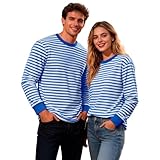 tee shirt rayé homme Ambiance festive amusante : design classique à manches longues avec col rond rayé élégant motifs imprimés pour un style moderne. Design classique à rayures rouges et blanches pour une ambiance festive