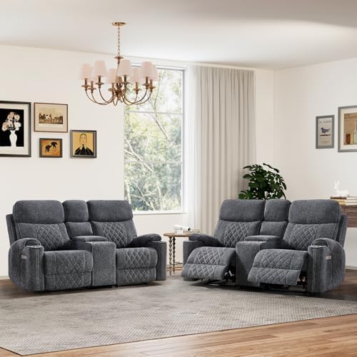 Amazon.com: HAOMARKETS Power Reclining Loveseat Sofa Set of 2 with USB ...