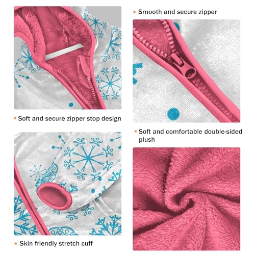 OTVEE Christmas Blue Snowflake Kids Hoodie Jacket Fall Spring Full Zip Warm Outwear Coat3