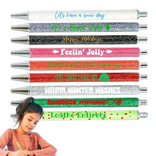 Bolígrafo de Navidad – Bolígrafos de tinta con temática de vacaciones con figuras navideñas | Ideal para regalar, para uso en la oficina y como regalo de fiesta, instrumentos de escritura duraderos