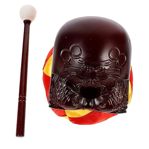 HOMOCONO Religious Buddha Imitation Woodblock Temple Block Set Muyu Hammer Cushion for Home or Buddhist Use