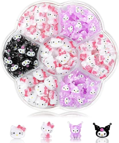 YAYAMIYA ネイルアートチャーム キティ サンリオ 70個セット 3D キティ ネイルデコレーション ジュエリーパーツ デコパーツ 立体 可愛い 手作り ハンドメイド 1箱の漫画の釘の装飾のかわいく大きい釘の石 宝石類の部品はハンドメイドの装飾の部品