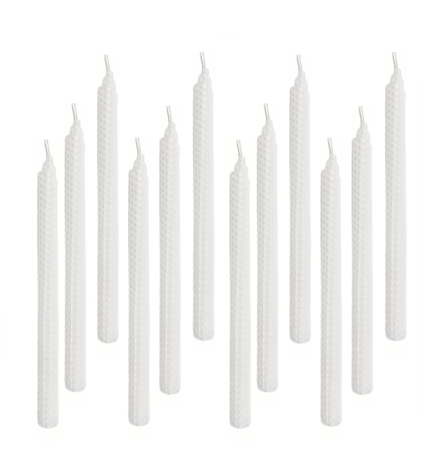 Set of 12 Beeswax White Taper Candles, 10 Inch Smokeless Dripless, Uncented Long Candles Perfect for Household, Wedding, Party, and Home Décor Home Gift Ideas
