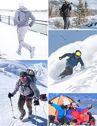 Yuson Girl Jogginghose Herren Baumwolle Fleece Gefüttert Trainingshose Warme Freizeithose Herren Winter Sherpa Sweatpants Thermo Sporthose Lang Fleecehose mit Kordelzug, Zwei Taschen(Marineblau, L)
