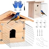 Outdoor Bluebird House Predator Guards Set, Bird House Wire Entrance Guard, Stainless Steels Mesh Bird House Hole Protector for Eastern Bluebird House and Their Babies Safe 6"*6"*4"