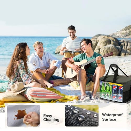 Image of Backpack Cooler Insulated Leakproof, Soft Cooler for Outdoor Camping Hiking | 7.5x13x18in, leakproof liner, waterproof oxford, multi pockets, wine opener, for camping hiking picnic fishing
