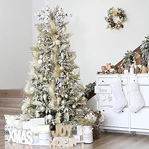 Sea Team 24 Pack Artificial Glitter Pine Tree Twig Ornaments Decorative Sticks Glittery Stems Picks Branches for Christmas Tree Small Vase Holiday Wedding Party 14 Inches White