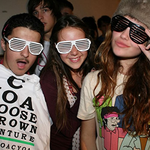 Bombom Tree 12 Pack Neon Color Shutter Style Glasses 80'S Party Slotted Sunglasses For Kids & Adults, 80S Retro Rock Pop Star Disco Dress-Up Party Pack Supply Set #TOP3