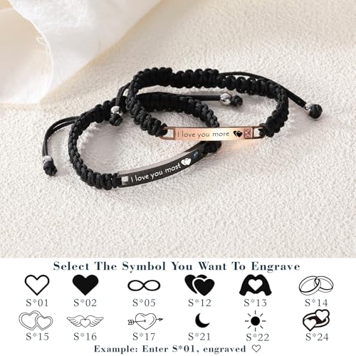 MeMeDIY Personalized Bracelet Matching Bracelets for Couples Engraved Name Text Date Adjustable Handmade Braided Rope Bracelet Stainless Steel Tag Jewelry Gift for Girlfriend4