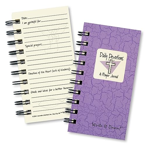 Write it Down series by Journals Unlimited, Guided Journal, Daily Devotions, A Prayer Journal, Mini-Size 3”x5.5”, Lilac Purple Hard Cover, Made in USA