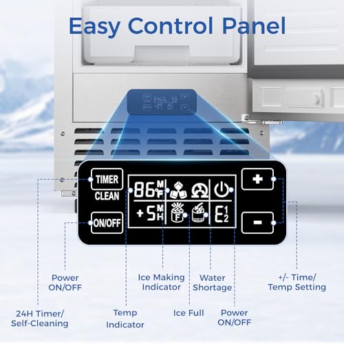 Image of Electactic Commercial Nugget Ice Maker Machine, 66Lbs /Day, Bulit-in Freestanding Under Counter Ice Machine, Self-Cleaning & 24H Timer & LCD Panel,Stainless Steel Ice Maker