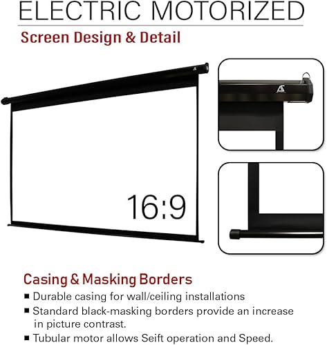 Miniatura 4 de Akia Screens Pantalla de proyector motorizada de 125 pulgadas, pantalla eléctrica desplegable con control remoto 169, 8K, 4K, HD, 3D, retráctil,