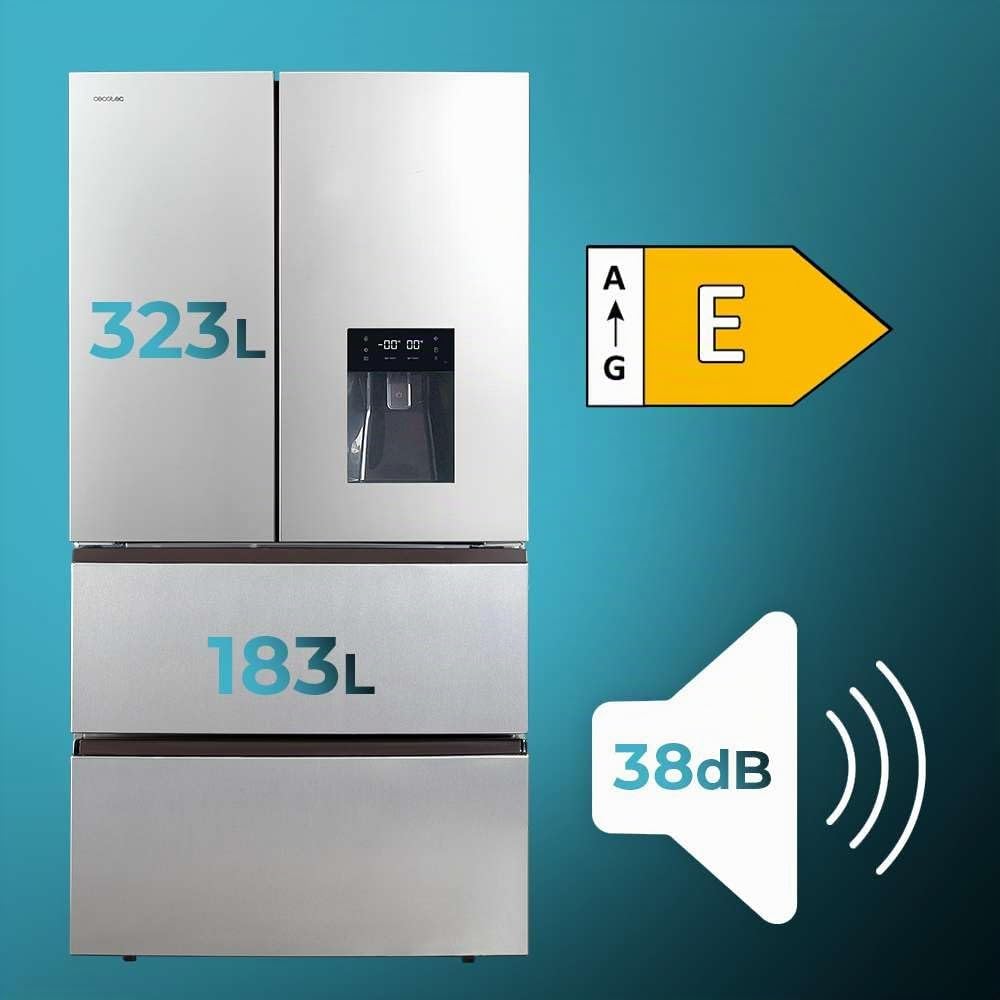 Cecotec Frigorífico 4 Puertas 506L Bolero CoolMarket FD 510 WD Inox Total E