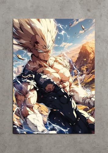 Image of NIJUKA Anime Printed A4 Size Metal sheet Poster For Home And Room Decoration | For Anime Art Fans Boys And Girls (SS 2 Magen Vegeta)
