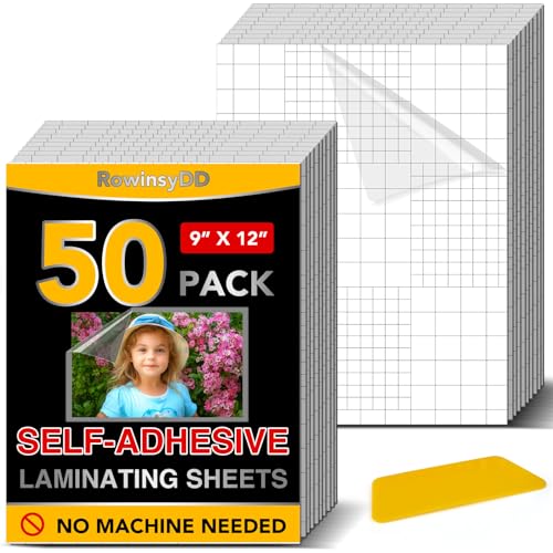50 Pack Self Adhesive Laminating Sheets 9 X 12 Inch Clear Sticker Laminate Sheets Waterproof for Documents Photos No Machine Needed Heatless Durable