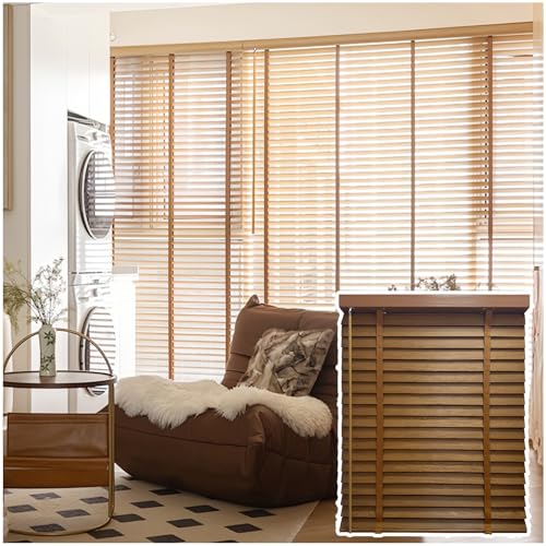 Cordless Mini Blinds, Wooden Venetian Blinds - 50mm...