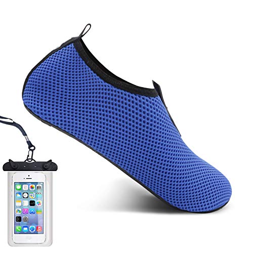 Barefoot Shoes Water Sports Shoes Quick-Dry Aqua Yoga Socks for Women Men Kids (M: (Women:7.5-8.5/Men:6-7), SCW-Blue)