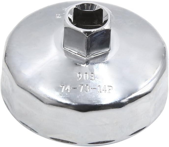 uxcell Steel 73-74mm 14 Flutes Car Oil Filter Cap Wrench Socket Housing Remover Tool