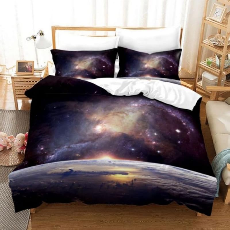 Housse de couette 90x190 cm microfibre violette avec taie d'oreiller 65x65