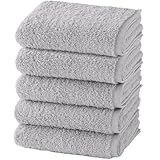 フェイスタオル 5枚セット ホテル仕様 ライトグレー HOSUR 厚手 ふかふか 綿100% 34×80cm 高吸水 速乾タオル 耐久性 無地 毛羽落ち少ない ギフト