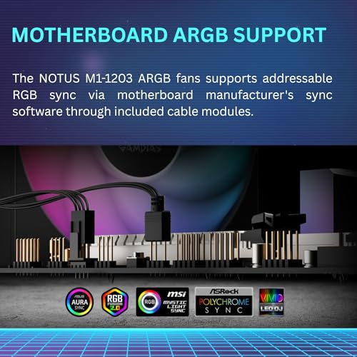 GAMDIAS Notus M1-1203 ARGB Hydraulic Bearing 120MM CASE Fan 3 Pack - Black - image 9