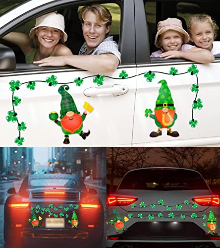 Image of 30PCS St Patricks Day Car Refrigerator Decorations - Reflective Shamrock Gnome Magnets Decor Saint Patty's Cute Party Ornaments Green Accessories