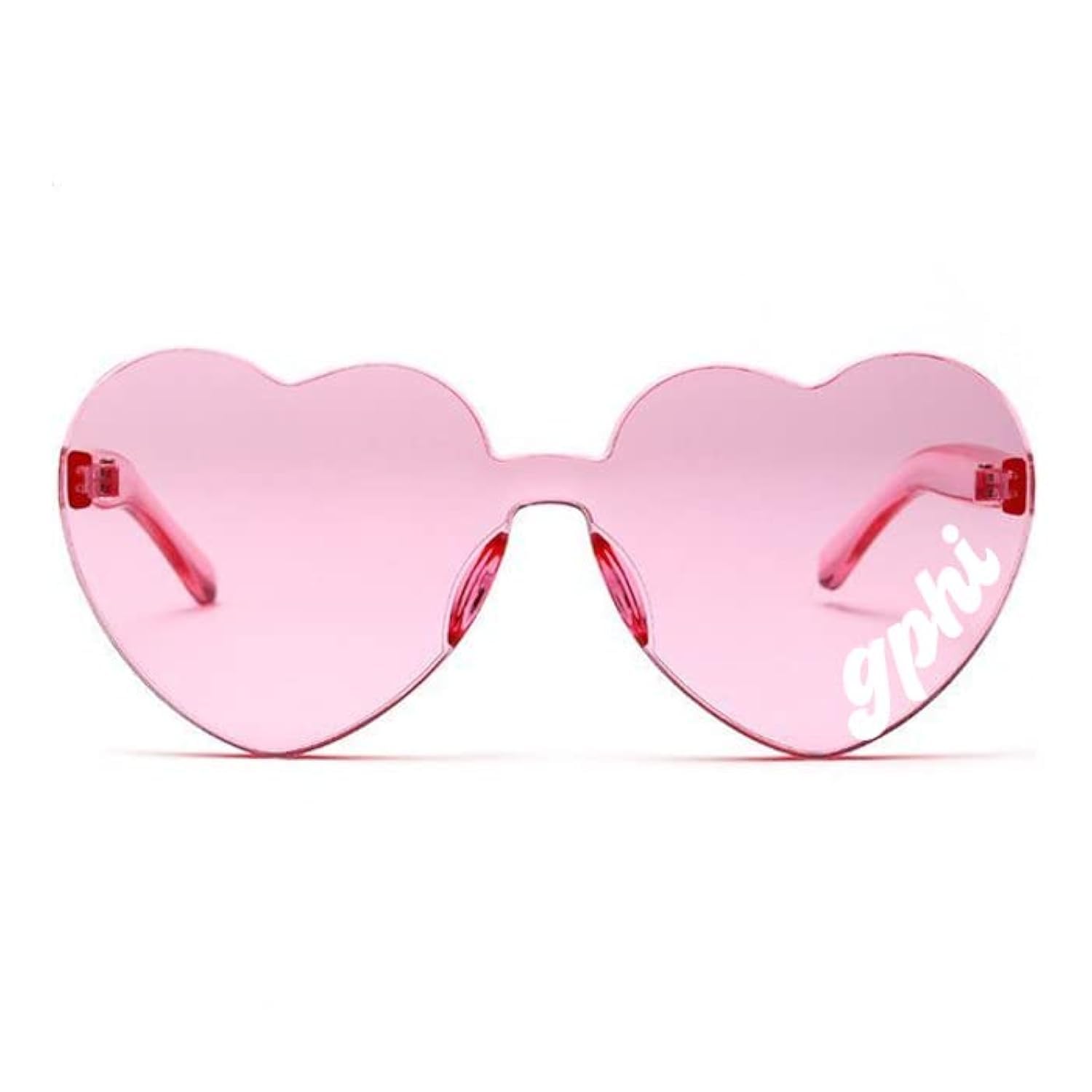 Sorority Shop Gamma Phi Beta Sunglasses — Heart Shaped Sunglasses printed with GPB Logo, Greek Sorority Sunglass for Big Little Sorority Gifts