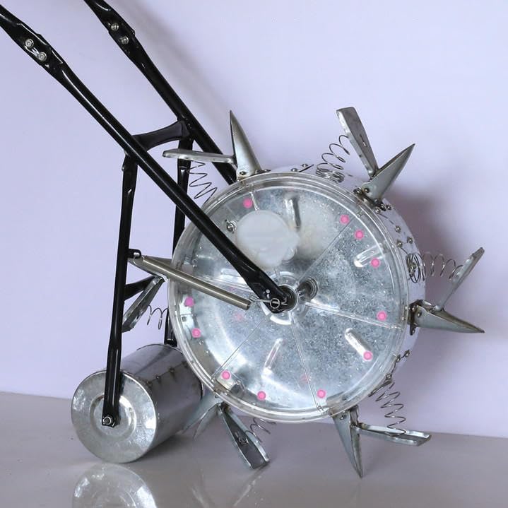 Metal Garden Seeder, Manual Planter Seeder, Hand-Push Precision Seeder, Metal Precision Garden Seeder,Lawn & Garden Spreaders, Roller Seeding and Fertilizer Applicator,5 Mouths