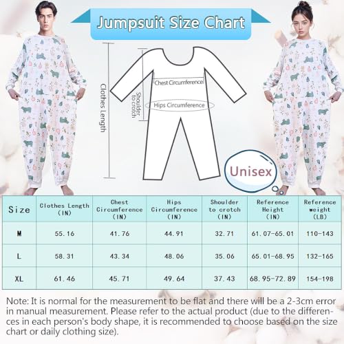 Image of Unisex Anti-Strip Jumpsuit with Back and Leg Zipper,Suitable for,Seniors,Alzheimer's,Incontinence Care,Dementia