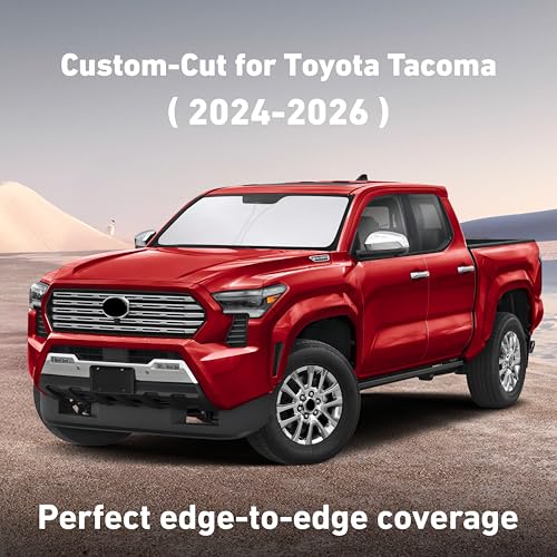 Image of EcoNour Windshield Sunshade Compatible for Toyota Tacoma 2024 2025 2026, Sun Visor for Front Windshield & Window Sun Shade Cover, UV Heat Blocker & Protector, Car Accessories