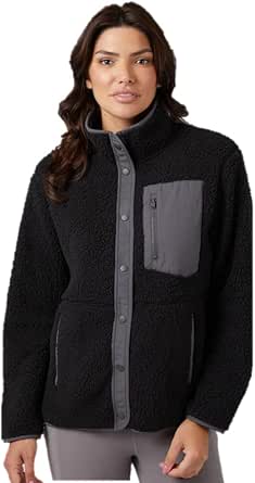 32 Degrees Women's Sherpa Shirt Jacket Black Size X-Large