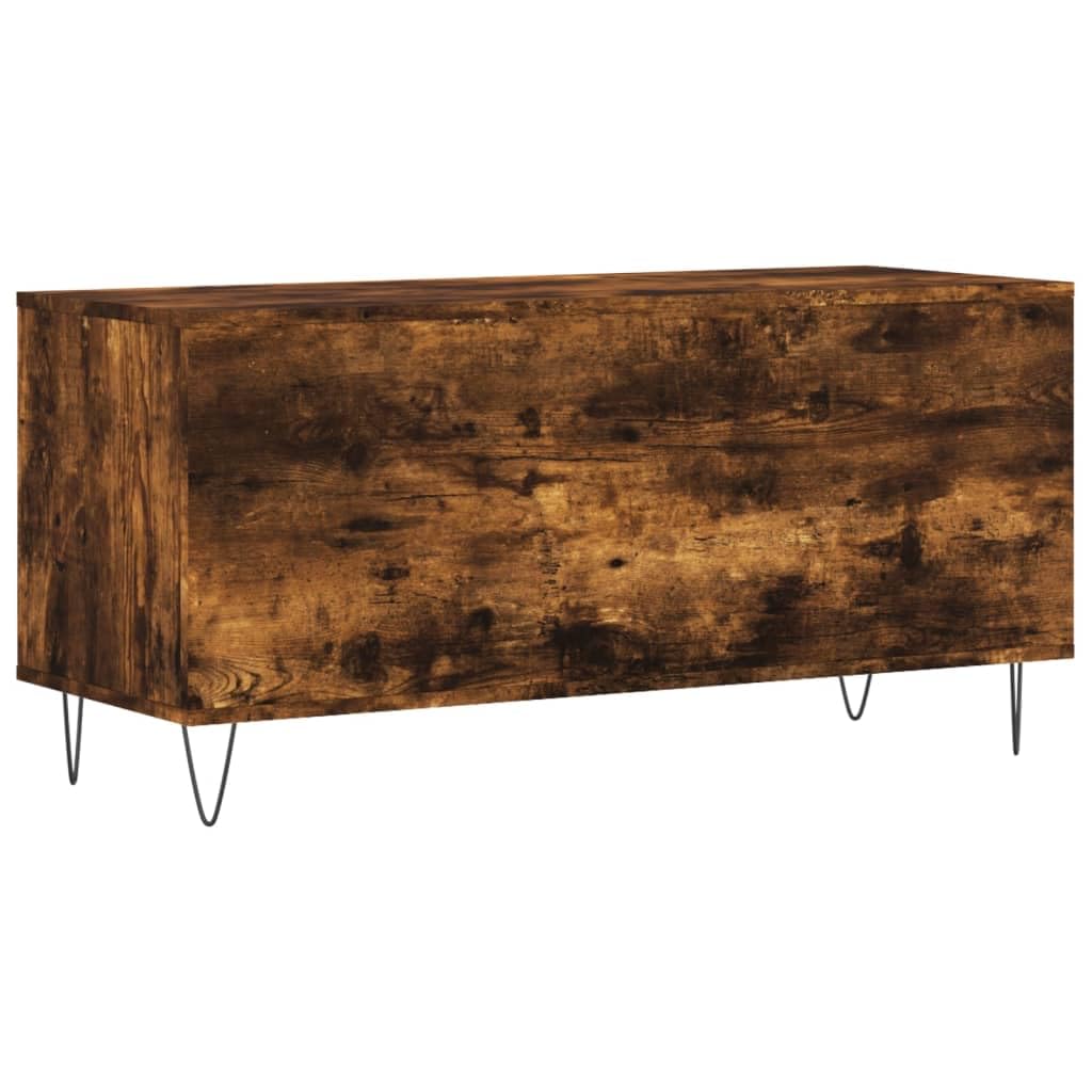 Armadio per dischi in rovere affumicato, 100 x 38 x 48 cm, scaffale in vinile per dischi in vinile, mobile fonofonico in legno, scaffale basso per giradischi in soggiorno