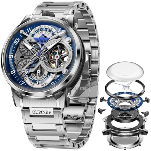 Image of OLEVS GELATU Mens Watch Automatic Tourbillon Wristwatch Skeleton Mechanical Self Winding 50M Waterproof Sapphire Crystal Square Male Watches Yellow /White /Black /Green