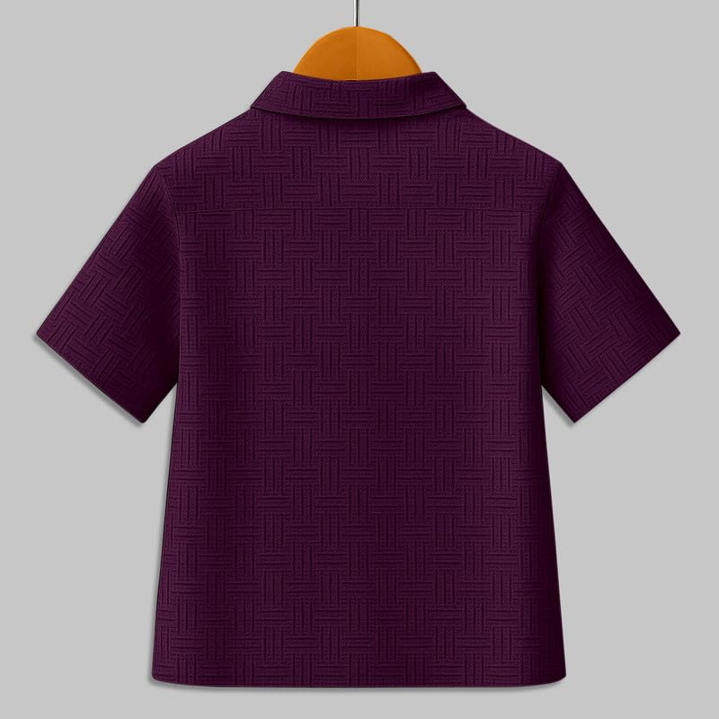 Image of Boys' Casual Cotton Blend Solid Collared Button Down Neck Half Sleeves Regular Fit Shirt