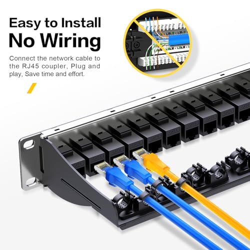 Image of Patch Panel 12 Port with 12 Pcs Cat6 Keystone Jack【EC Listed】 UTP 10G Support with Removable Back Bar 1U Network Patch Panel 10 Inch for Cat6,Cat5e,Cat5 (CAT6, 1U 12Port)