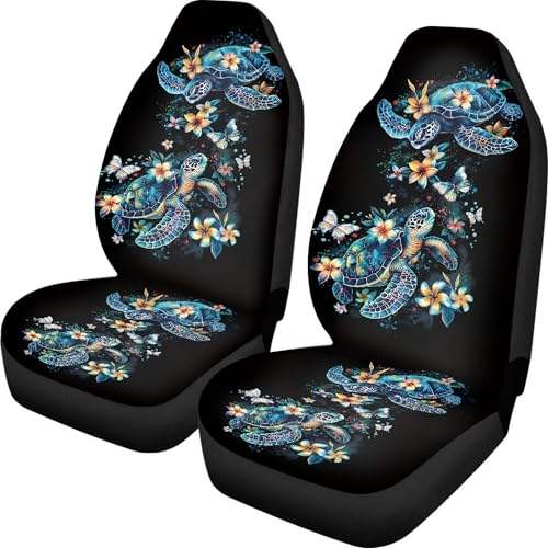 Knextrepoy Sea Turtle Car Seat Covers Front Seats Protector High Back Seat Covers for Trucks Auto Seat Covers for Most Cars,Van,SUV Interior Accessories Decor Set of 2,Black