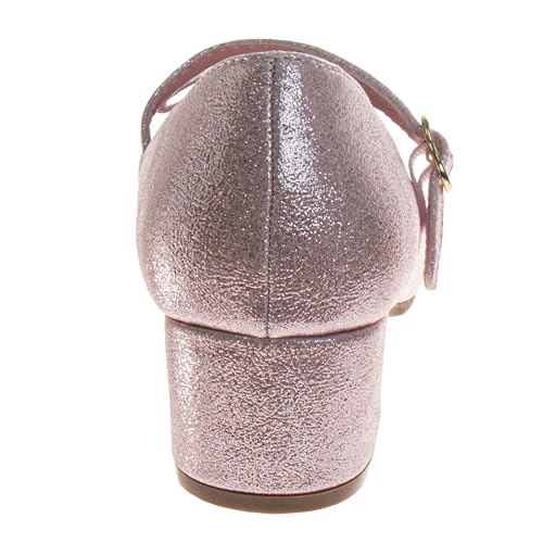 Image of Josmo Girls Low Heel Dress Pumps Crystal Strap Formal Wedding Sandals Flower Girl Shoes for Toddler /Little Kid /Big Kid