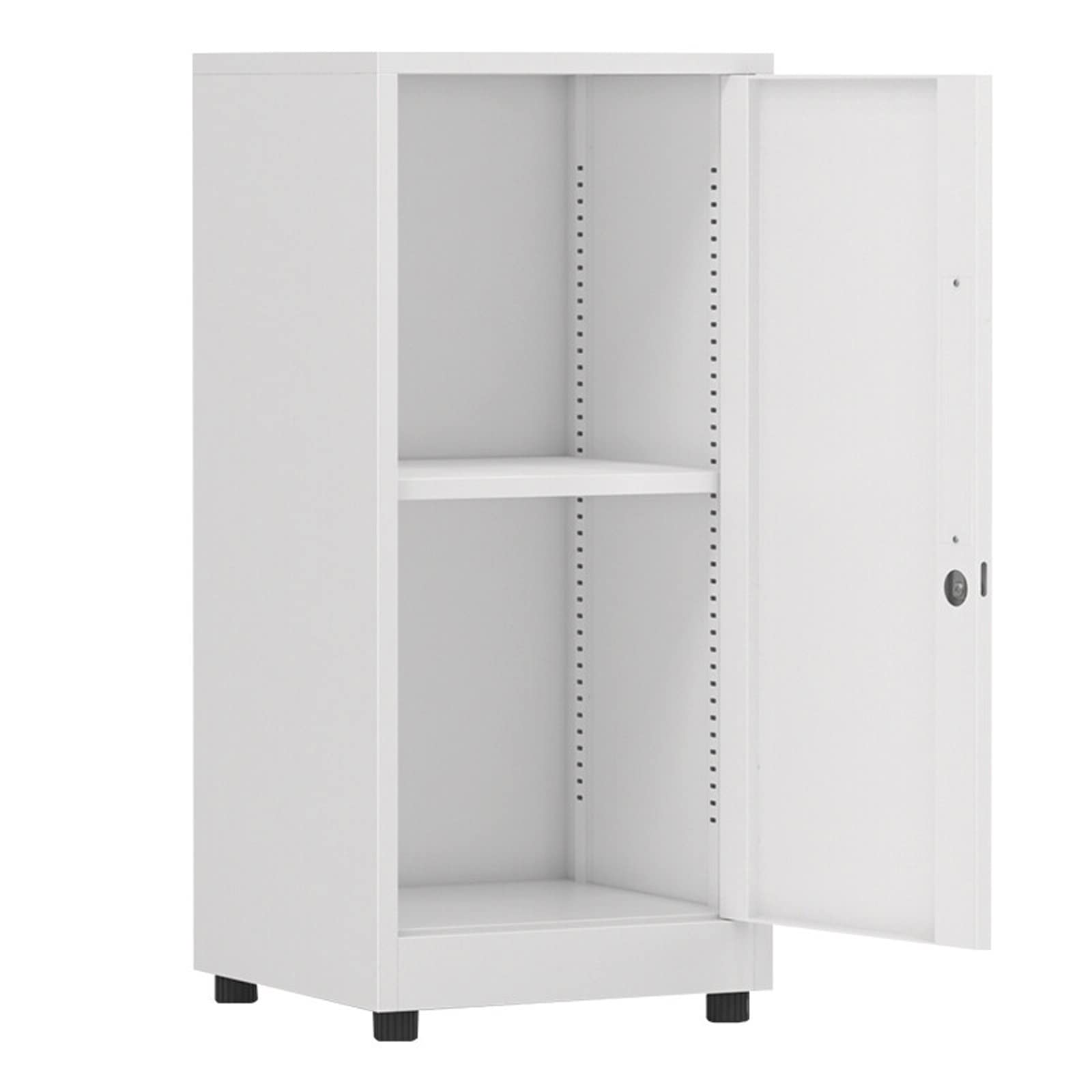 Armadietto sottile con serratura per casa e ufficio, archiviazione sicura con porta singola, design moderno, colore bianco, ideale per documenti, ufficio e soluzioni salvaspazio